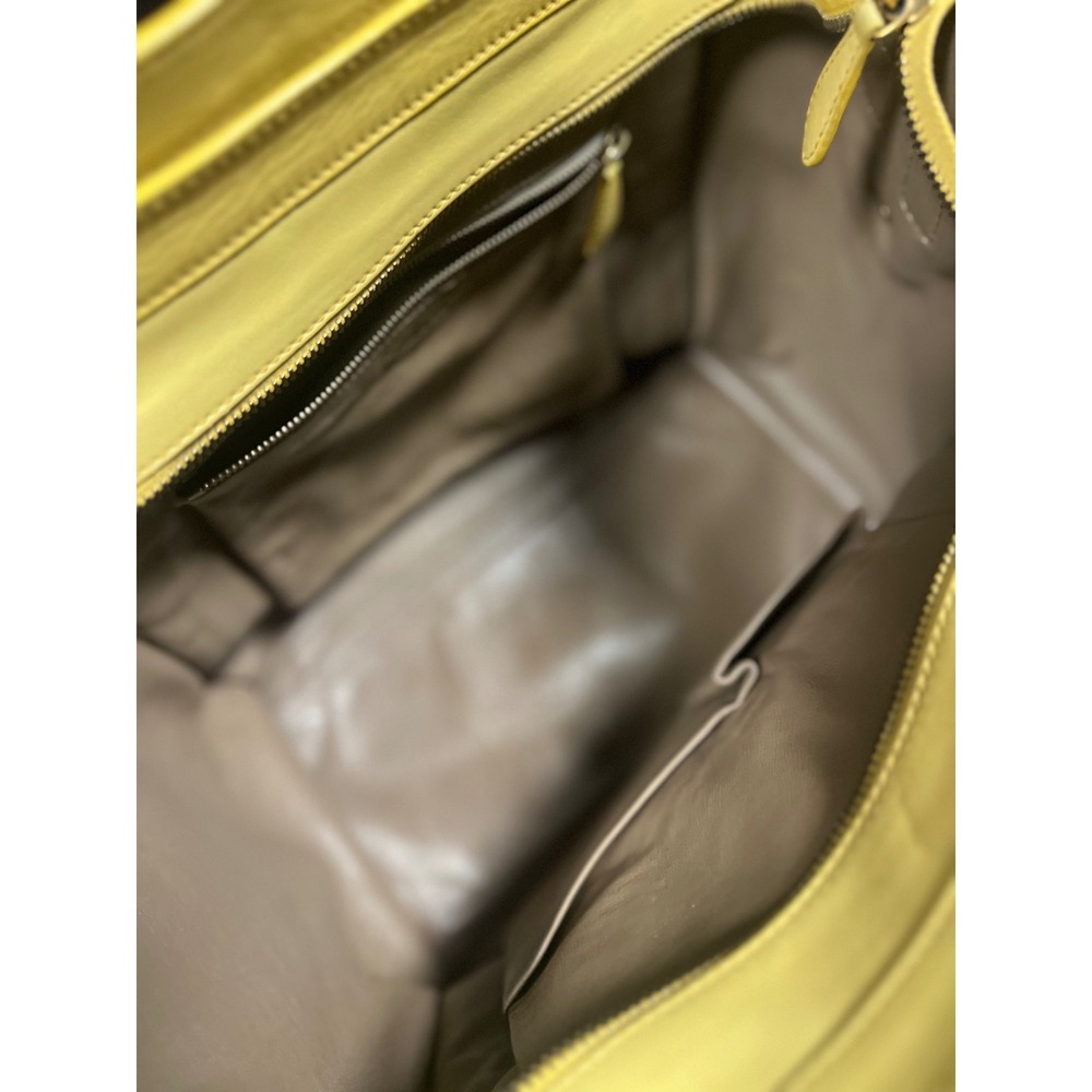 Celine Mini Luggage Tote Pale Yellow Drummed Calfskin Leather Satchel Bag - Picture 8 of 13